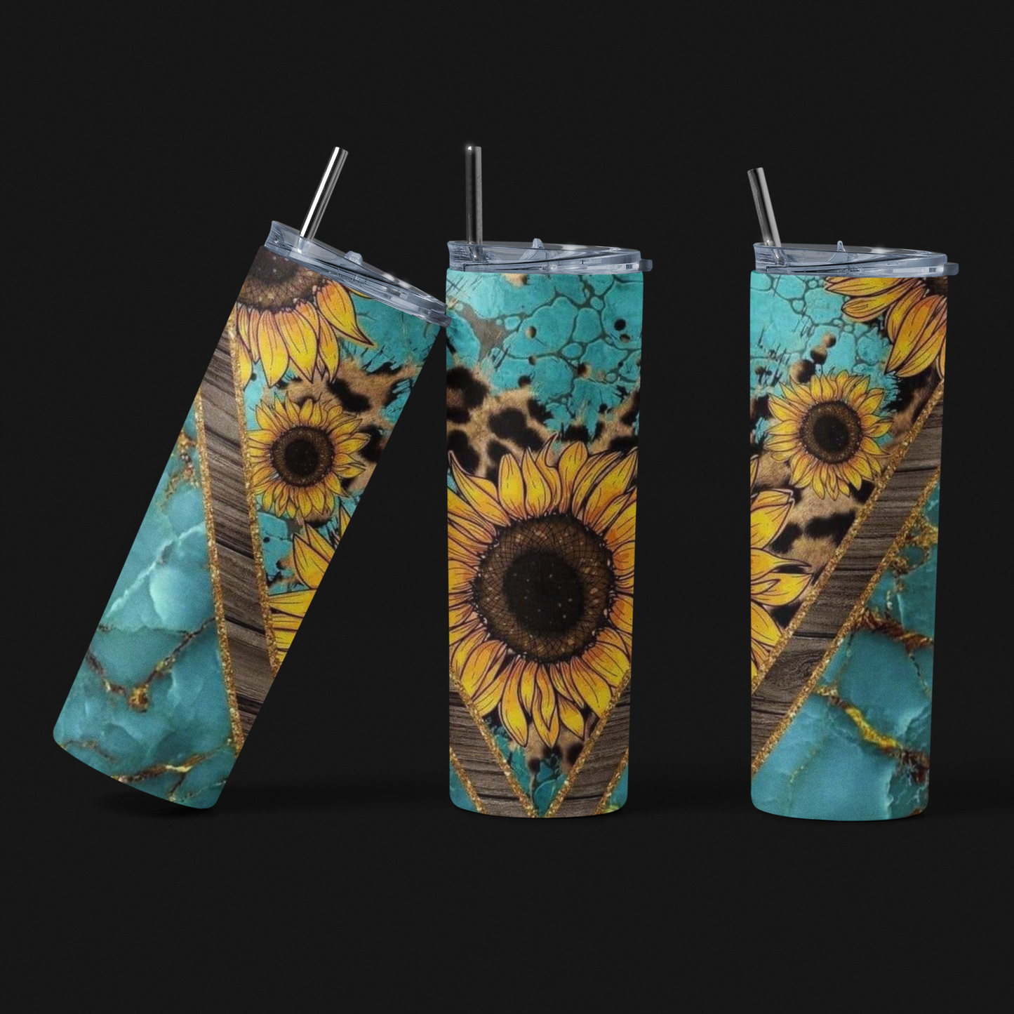 Turquoise Marble With SunFlowers