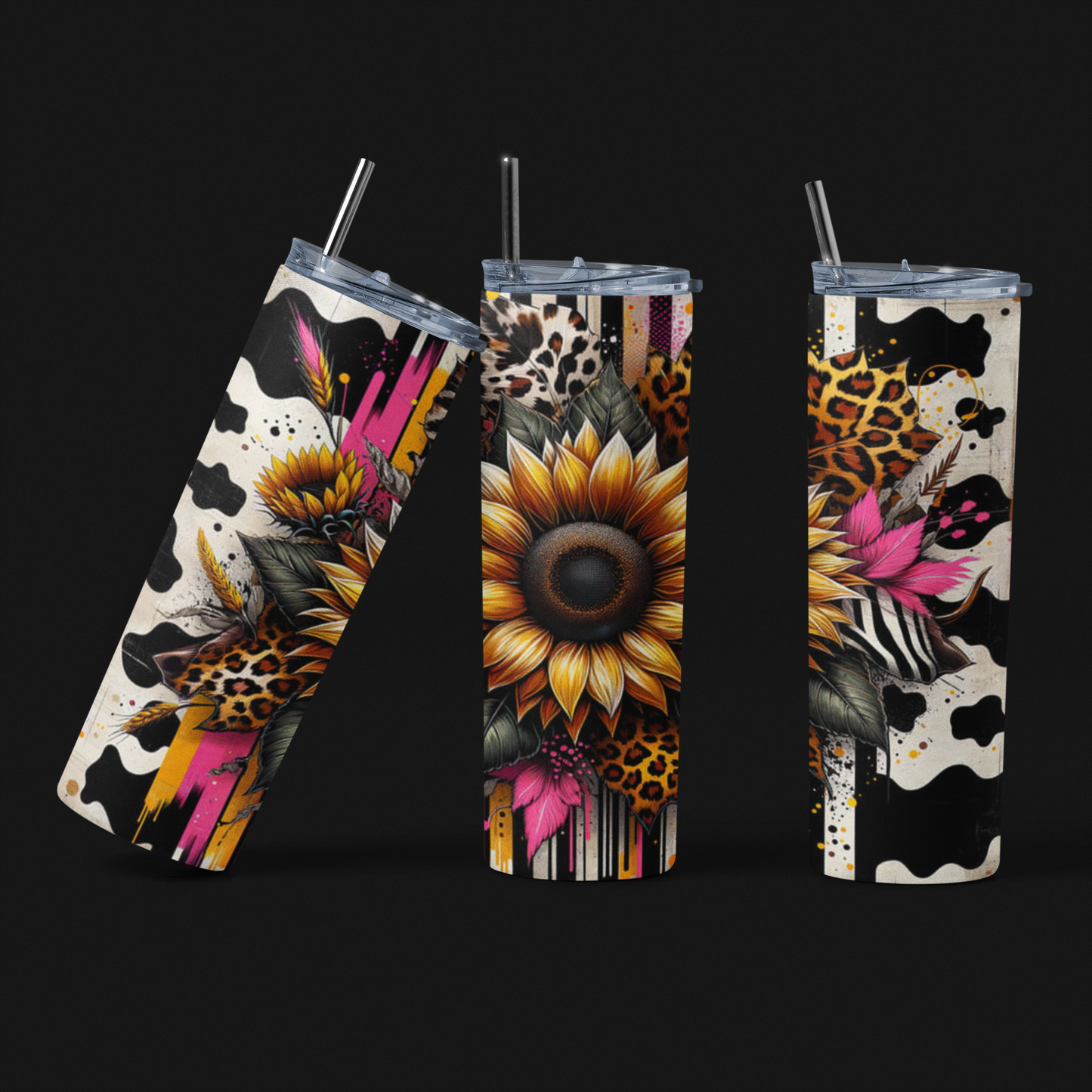 SunFlower With Cow Print
